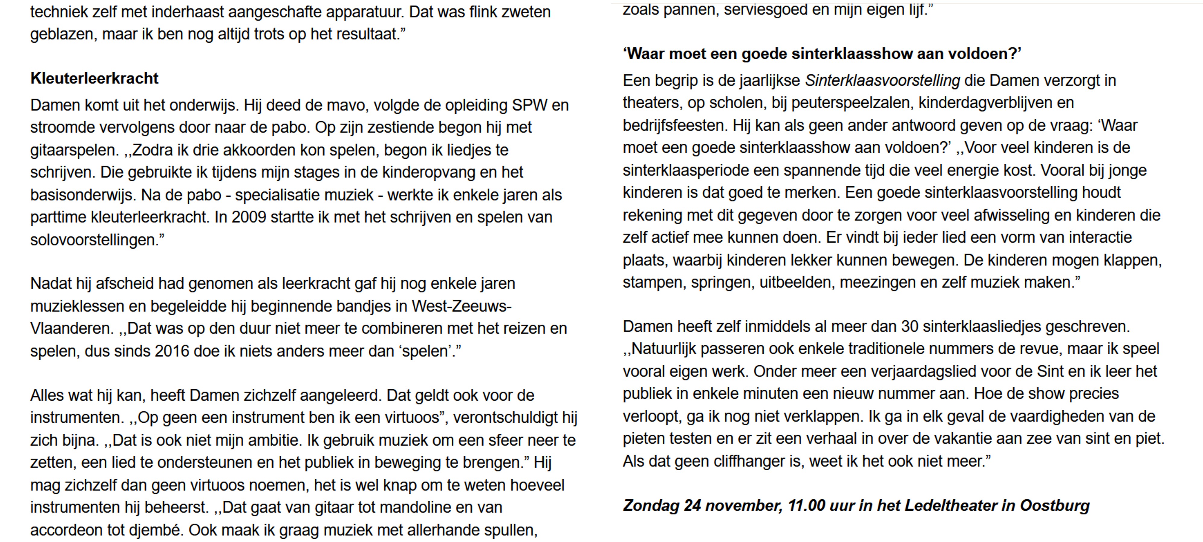 Sinterklaas ledeltheater Artikel AD 21 11 2024 b