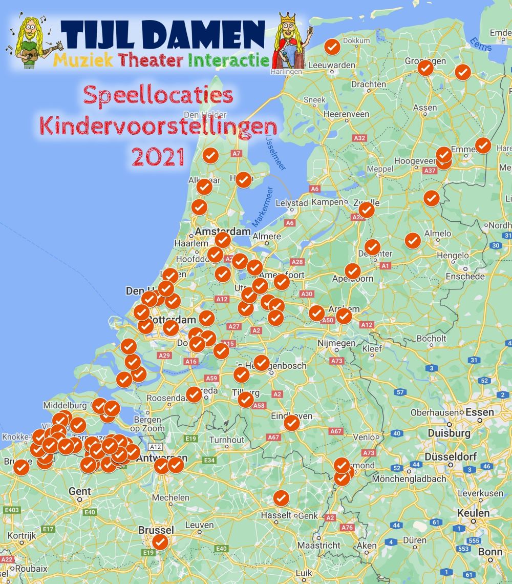 Overzicht speellocaties Tijl Damen Kindertheater 2021