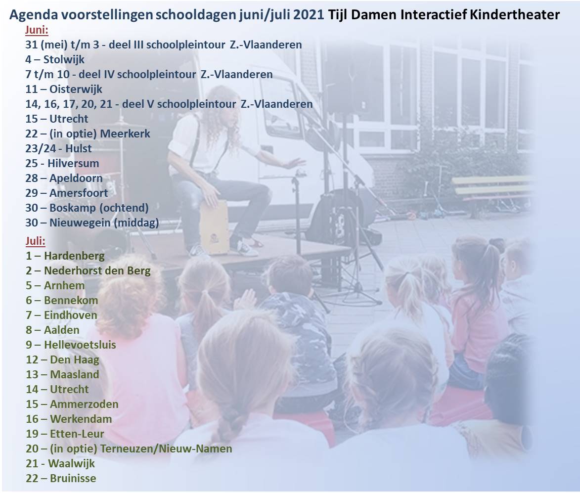 Tourschema Tijl Damen Kindervoorstellingen voorjaar 2021